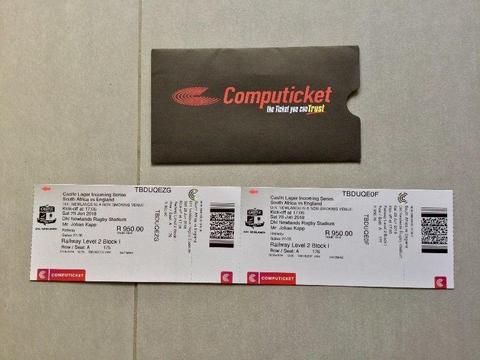 Newlands rugby tickets x2 (England vs South Africa) - 23 June (at cost)