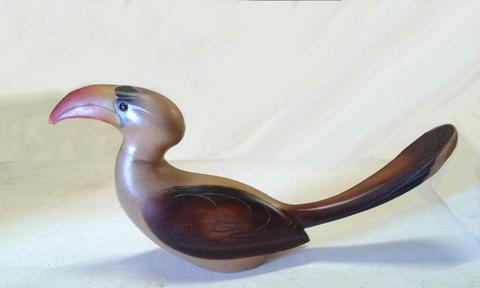Hand carved wooden Hornbill by Feathers of Knysna