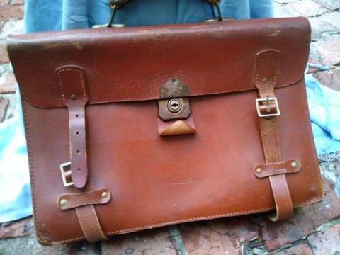 Old leather school suitcase