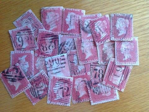 GB one penny Red stamps