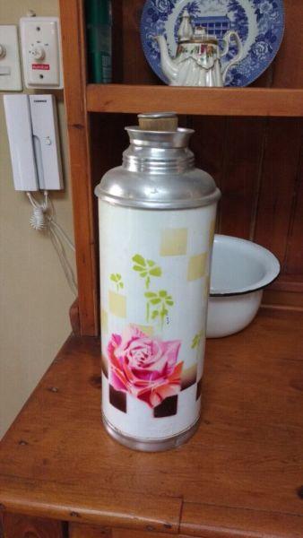 Large vintage enamel flask