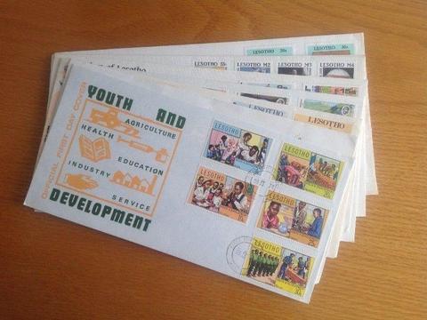 Lesotho stamps on commemorative envelopes