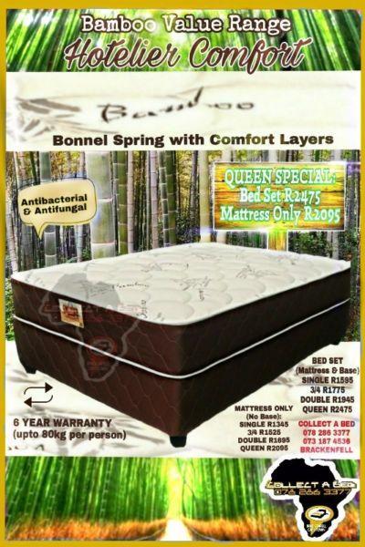 Hotelier Comfort BAMBOO BED SPECIAL R1945 Double Mattress and Base