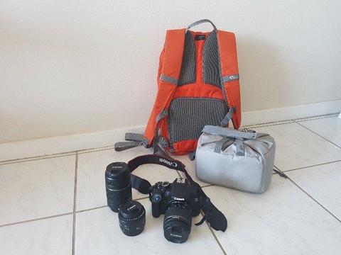 Canon EOS 650D DSLR triple lens set with Lowpro camera backpack