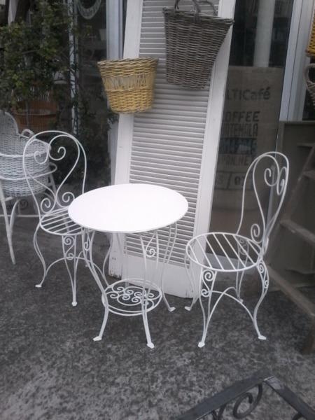Handpainted white table and chairs