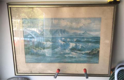 Tomas Yates painting framed table mountain