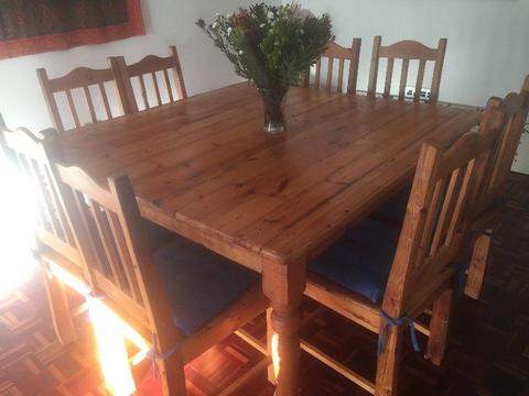 Oregon Pine Dining Table and Chairs