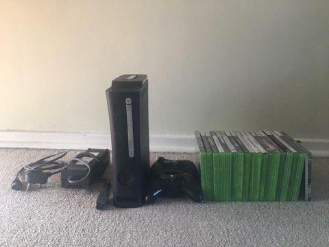 XBox 360 120GB Hard Drive, 2 Controllers, power supply and 17 games for sale
