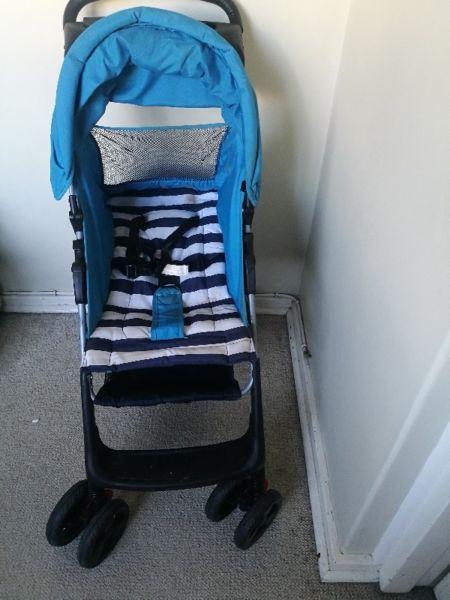 Bounce Blue and White Striped Stroller for sale