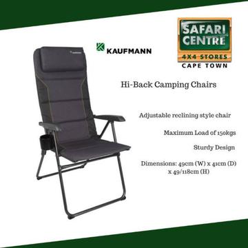 Safari Centre Cape Town - Kaufmann high quality camping chairs - Hi-Back Chair