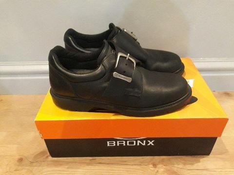BRONX LEATHER SLIP ON SHOES WITH BUCKLE SIZE UK 6