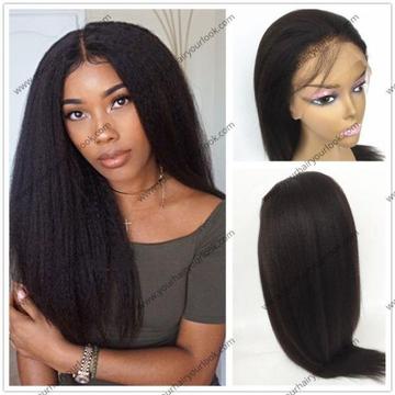 Yaki straight Brazilian Remy hair high quality 18inch lace wigs Delivery Nationwide!