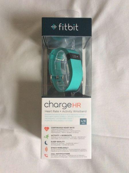 FITBIT charge Hr color teal, size large and sealed never been opened (sealed unit)