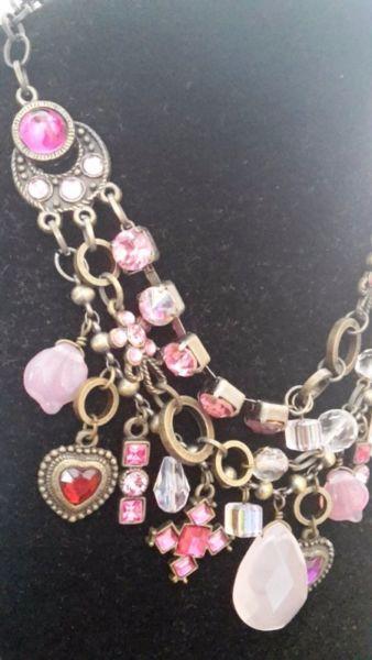 Pink Multi-Strand Necklace with Earrings from Honey