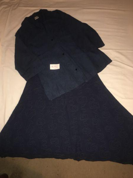 Navy flares suit skirt and jacket