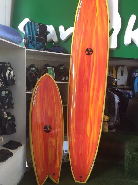 Gerry Lopez longboard 9.0 and fish surfboards 5.6