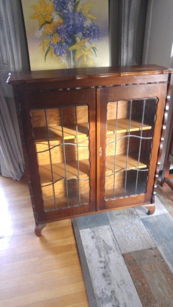 Antique lead glass bookcase