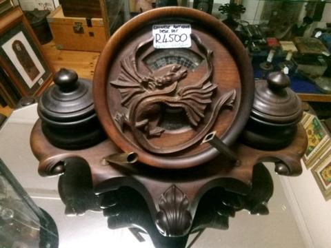 Wooden chinese calender with dates that rotate amd hand carved wood