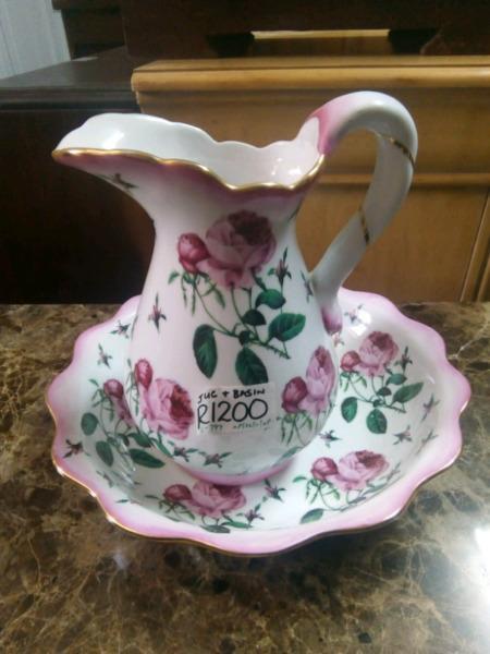 Old porcelain jug and wash basin set