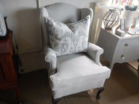 newly upholstered Vintage Wing back Chair