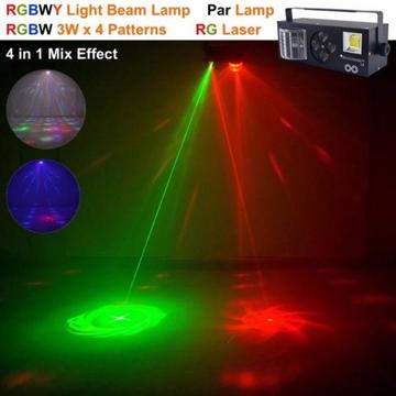 4 In 1 RG Laser Gobos Mixed Strobe Par Lamp RGBWY Beam LED DMX Light DJ Party Show