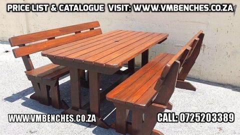 PATIO FURNITURE & GARDEN BENCHES, for a full price list visit: WWW.VMBENCHES.CO.ZA