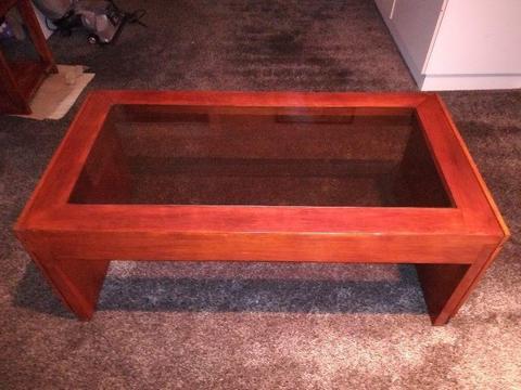 Coffee table with glass inlay