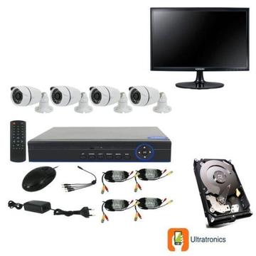 4 Channel AHD CCTV DIY camera system with Hard Drive and Monitor