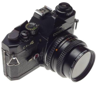 COSINA CT-4 vintage 35mm film black camera body and COSINON-S 1:2 f=50mm used condition