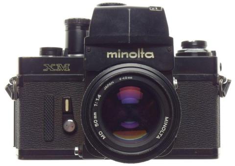 MINOLTA XM Black SLR 35mm vintage film camera with meter MD 50mm 1.4 super-fast coated lens