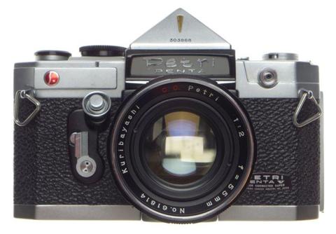 PETRI Penta 35mm SLR Vintage film camera 1:2 f=55mm KURIBAYASHI 2/55 case cap MINT