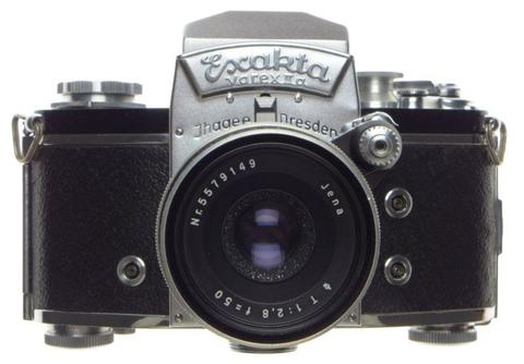VAREX Iia Exakta Jena T 1:2 f=50mm Black lens 35mm vintage film camera cased filter very clean