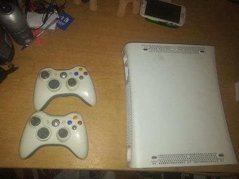 Xbox 360 with 2 controllers and games