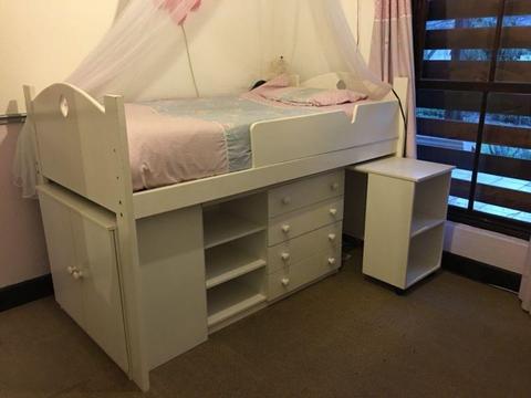 Loft Bed with desk and cupboards