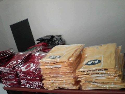 180g T-shirts Supplied & Printed from R65 Each, Stringer Vests, Couple Hoodies & more