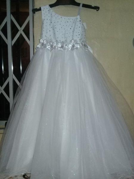 Girls White Debs Ball Gown for hire or sale