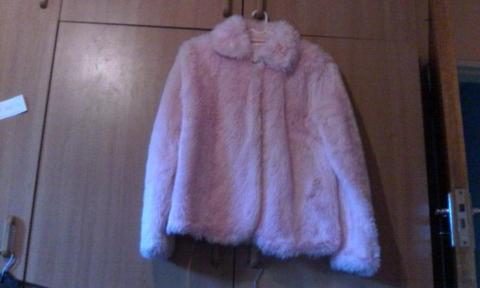 Girls pink fake fur jacket