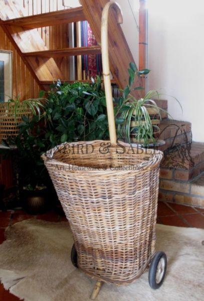 Shopping or storage cane basket on wheels