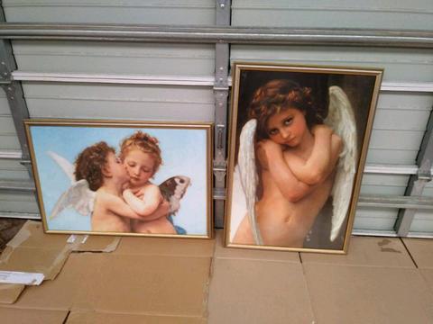 2 Large framed pictures of angels