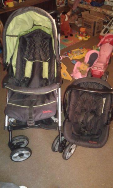 Pram and Car seat combo with booster