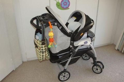 Chicco pram with car seat and base
