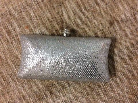 Silver glitter evening handbag