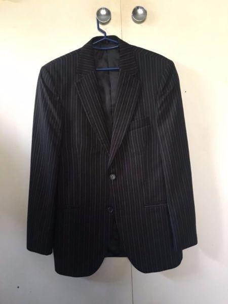 Black Pinstripe Suit Jacket and 2 Pairs of Pants