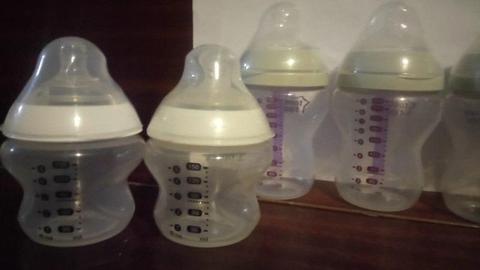 3x anti-collic 240ml tommie tippee bottels and 3x 160ml tommie tippee bottel