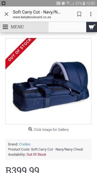 Chelino - Soft Carry Cot - Navy/Navy Check