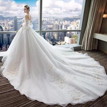 Vestido de Noiva Appliques Flower Ball Gown Wedding Dress (Sizes 2-16 + Custom size)