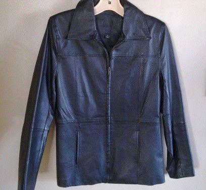 Ladies genuine leather black jacket Size 32