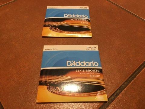 Brand New D’Addario EZ910 85/15 Bronze Acoustic Guitar Strings, Light, 11-52 - Grassy Park