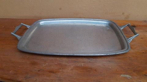 Beautiful old solid pewter tray