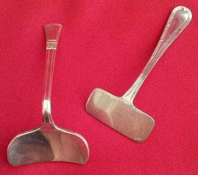 2 x Vintage EPNS baby food pushers